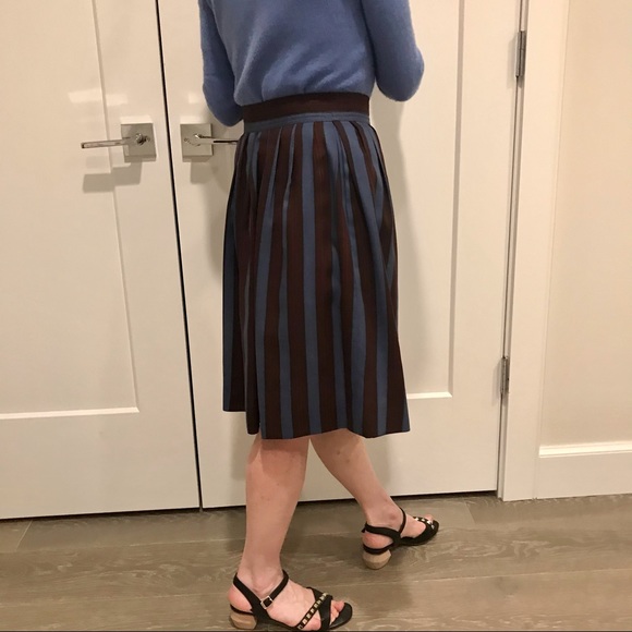 Vintage Yves Saint Laurent multicolor striped pleated wool skirt. Size S. - Picture 3 of 12